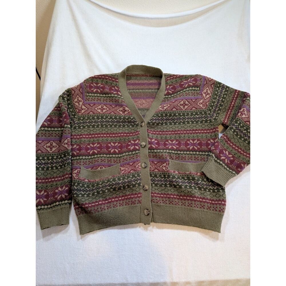 dark neutral holiday cardigan sweater size M